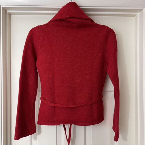 KCKC Turtleneck Lambs Wool Sweater Womens Size Medium Red Glitter - Picture 4 of 13